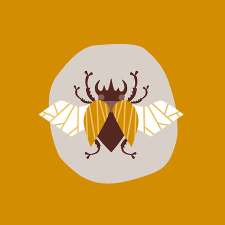 Cute beetles vector poster for room decoration.のイラスト素材