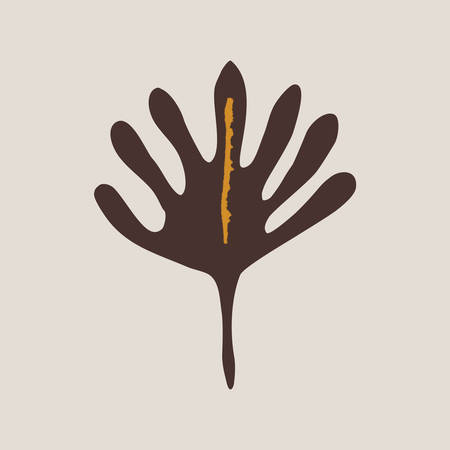 Floral beige poster with black leaf and yellow stroke.のイラスト素材