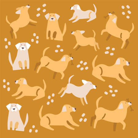 Cute kid poster wiht dogs for room decoration.のイラスト素材
