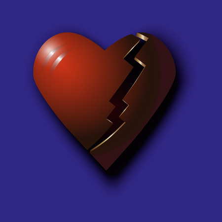 Red broken 3d heart on a purple backgroundのイラスト素材