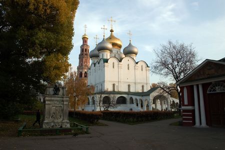 cathedral on a background blue sky of Novodevich'ego of monastery in Moscow, Russia