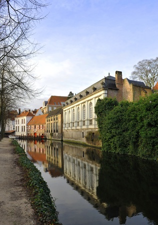 On the canal in winter Brugesのeditorial素材