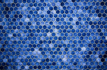 Blue hexagonal ceramic mosaicsの写真素材