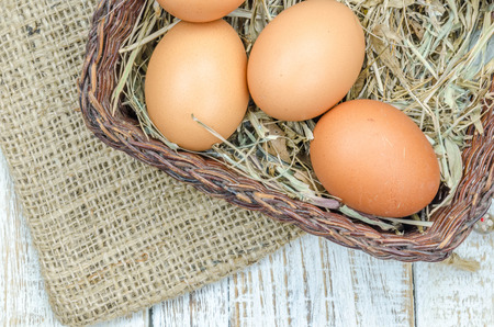 eggs on wood vintage background
