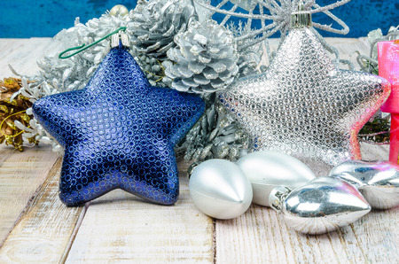 Christmas team,Small Handmade gift Christmas gift,Christmas presents with  on wooden backgroundの写真素材