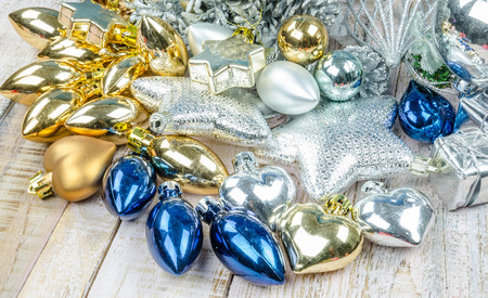 Christmas team,Small Handmade gift Christmas gift,Christmas presents with  on wooden backgroundの写真素材