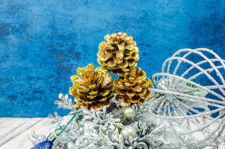Christmas team,Small Handmade gift Christmas gift,Christmas presents with  on wooden backgroundの写真素材