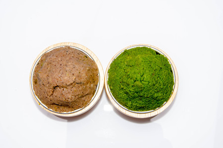 varity Thai cuisine nam prik or chili paste spices of Thailand in cup ready for cooking thai foods...