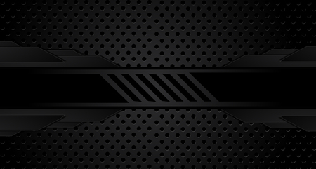 Abstract black arrows on black background with paper cut style.For business template.のイラスト素材