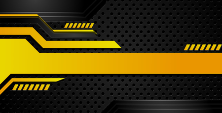 abstract metallic Yellow orange black frame design innovation concept layout background.Vector digital artのイラスト素材