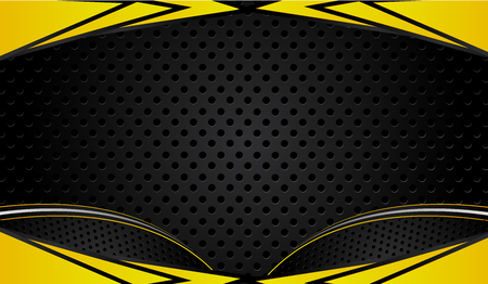 abstract metallic Yellow orange black frame design innovation concept layout background.Vector digital artのイラスト素材