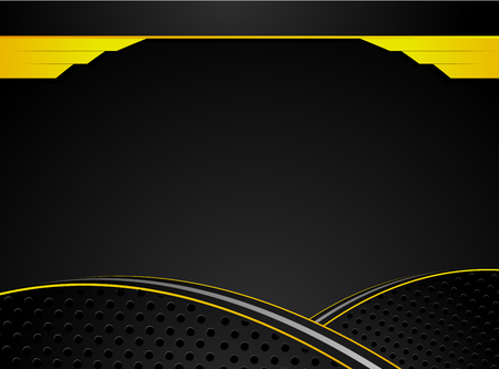 abstract metallic Yellow orange black frame design innovation concept layout background.Vector digital artのイラスト素材