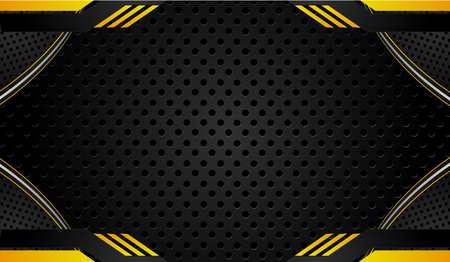 abstract metallic Yellow orange black frame design innovation concept layout background.Vector digital artのイラスト素材