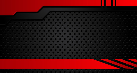 Black and red metal background. Vector metallic banner. Abstract technology background.のイラスト素材