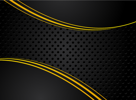 abstract metallic Yellow orange black frame design innovation concept layout background.Vector digital artのイラスト素材