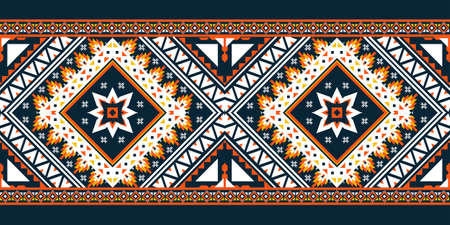 Geometric ethnic pattern seamless.Design for background,carpet,wallpaper,clothing,wrapping,Batik,fabric,Vector illustration.embroidery style.のイラスト素材