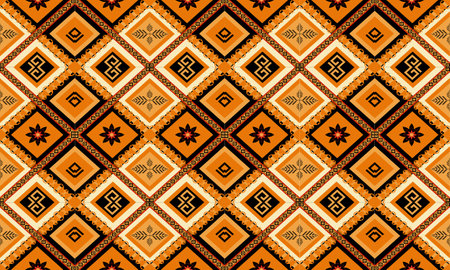 Geometric ethnic oriental seamless pattern traditional Design for background,carpet,wallpaper,clothing,wrapping,Batik,fabric,Vector illustration.embroidery style.のイラスト素材