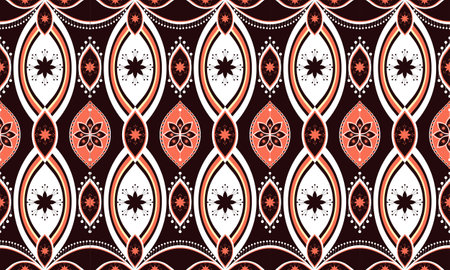 Geometric ethnic pattern embroidery .carpet,wallpaper,clothing,wrapping,batik,fabric,Vector illustration embroidery style.のイラスト素材