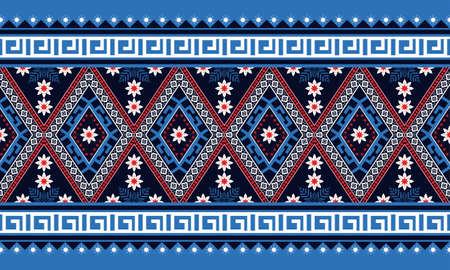 Geometric ethnic oriental seamless pattern traditional Design for background,carpet,wallpaper,clothing,wrapping,Batik,fabric,Vector illustration.embroidery style.のイラスト素材