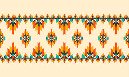Geometric ethnic pattern.carpet,wallpaper,clothing,wrapping,batik,fabric,Vector illustration embroidery style.のイラスト素材