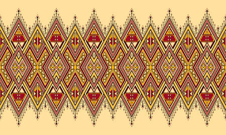 Geometric ethnic pattern embroidery .carpet,wallpaper,clothing,wrapping,batik,fabric,Vector illustration embroidery style.のイラスト素材