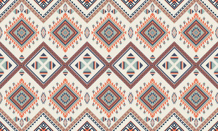 Geometric ethnic pattern.carpet,wallpaper,clothing,wrapping,batik,fabric,Vector illustration embroidery style.のイラスト素材