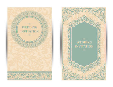 vintage Wedding Invitation card with Mandala pattern, Floral mandala pattern and ornaments. Oriental design . Asian, Arab, Indian,の写真素材