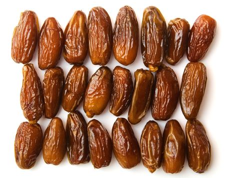 dates isolated on white, dried fruits