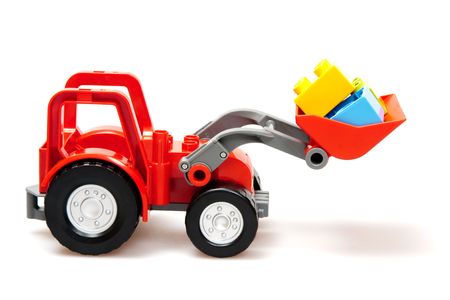 red tractor isolated on white