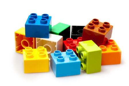 different color brick isolated on whiteの写真素材