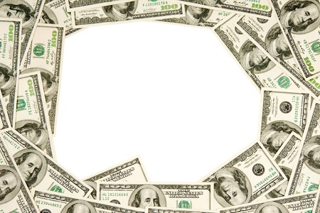 heap of dollars, money, frameの写真素材