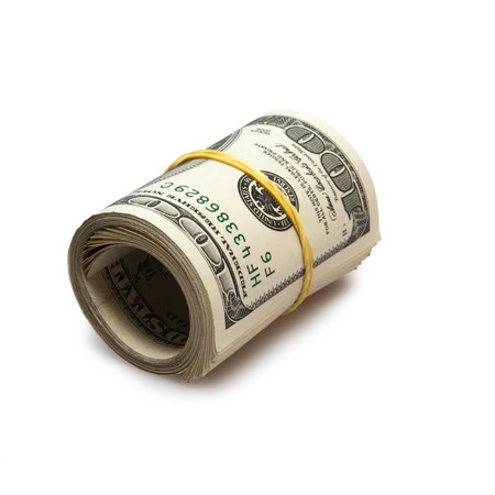 roll of dollars isolated on white