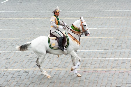 MOSCOW - 6 May 2010: Turkmenistan. Dress rehearsal of Military Parade on 65th anniversary of Victory in Great Patriotic War on May 6, 2010 on Red Square in Moscow, Russiaのeditorial素材