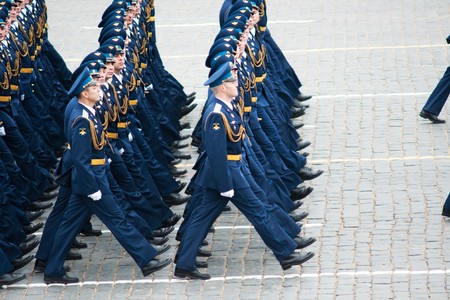 MOSCOW - 6 May 2010: Dress rehearsal of Military Parade on 65th anniversary of Victory in Great Patriotic War on May 6, 2010 on Red Square in Moscow, Russiaのeditorial素材