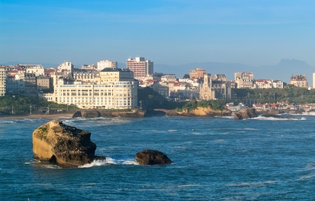 ocean and city, blue skyの写真素材