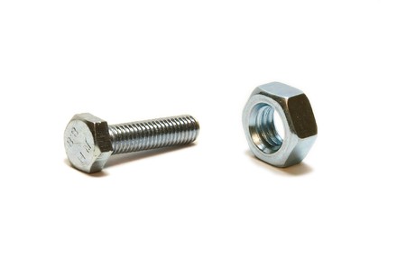 bolt and screw nut isolated on whiteの写真素材