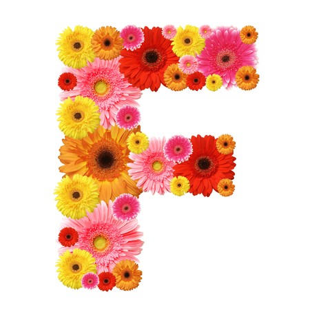 F, flower alphabet isolated on whiteの写真素材