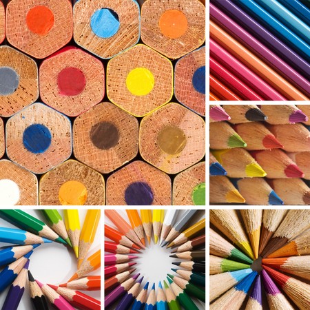 color pencils, collageの写真素材