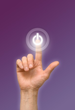 arm press on red buttonの写真素材