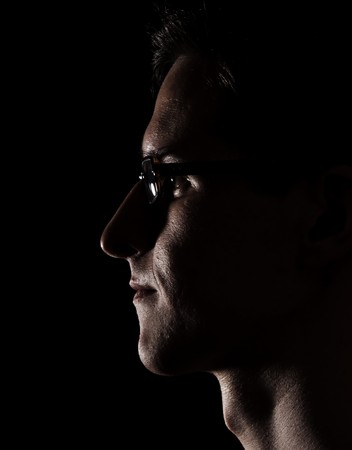 portrait of man in blackの写真素材