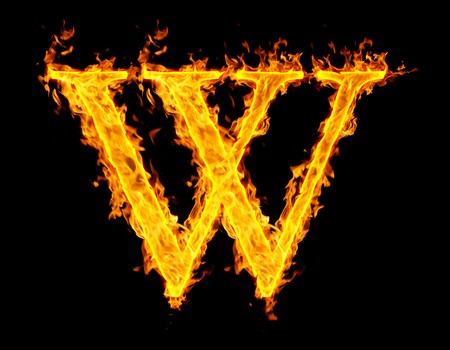 w ,fire letterの写真素材