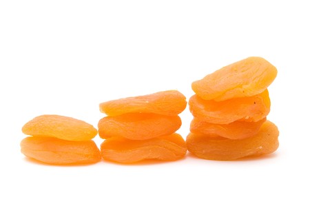 dried apricots isoalted on whiteの写真素材