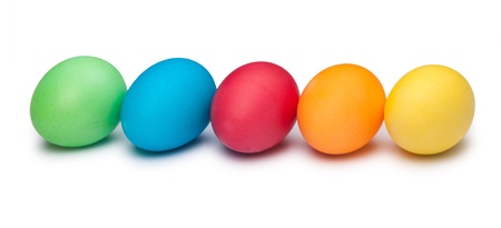 multi color eggs isolated on white