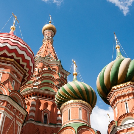 St. Basil's Cathedral in Moscow on red squareの写真素材