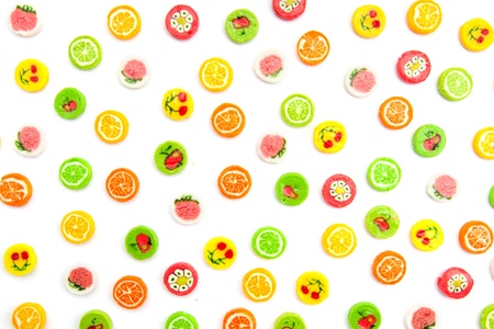 many differnt tasty candies on whiteの写真素材