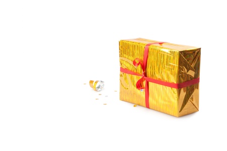 yellow box isolated on white, present