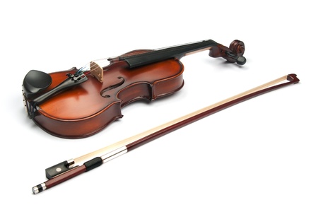 violin isolated on whiteの写真素材