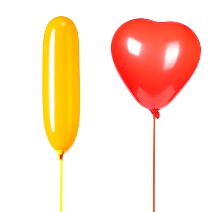 two balloons isolated on whiteの写真素材