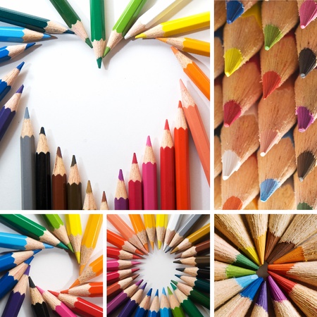 color pencils, collageの写真素材