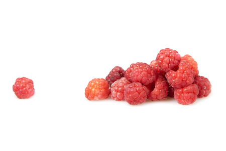 raspberries isolated on whiteの写真素材